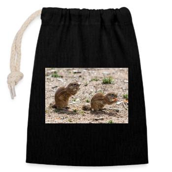 African ground squirrels Borstenhörnchen Xerus - Closable cotton gift bag (14x20cm) - black - Front