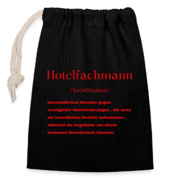 Hotelfachmann Definition - Verschließbarer Geschenkbeutel aus Baumwolle (14x20cm) - Schwarz - Vorne