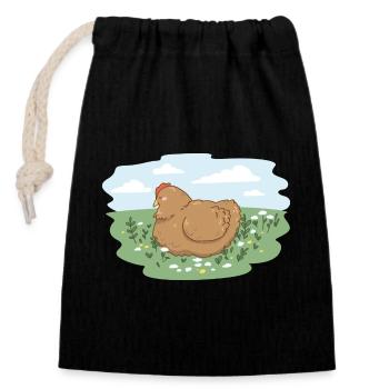 Mother hen - Closable cotton gift bag (14x20cm) - black - Front