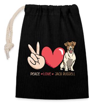 Jack Russell Terrier - Sac cadeau en coton avec cordon (14 x 20 cm) - noir - Devant