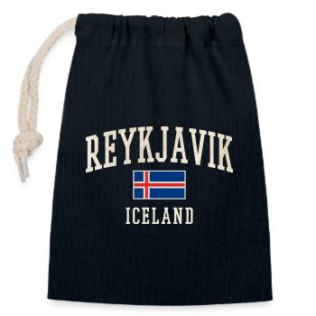 Reykjavik Iceland Vintage Flag Tee - Closable cotton gift bag (14x20cm) - navy - Front