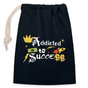 Addict to success - Closable cotton gift bag (14x20cm) - navy - Front
