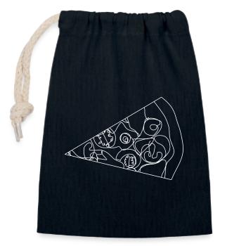 Pizza-Punkt-Linienzeichnung - Verschließbarer Geschenkbeutel aus Baumwolle (14x20cm) - Navy - Vorne