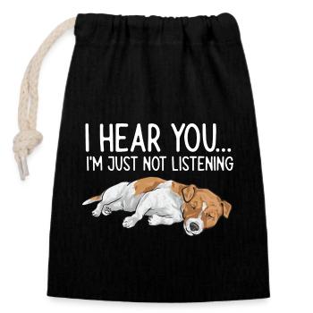 Jack Russell Terrier - Closable cotton gift bag (14x20cm) - black - Front