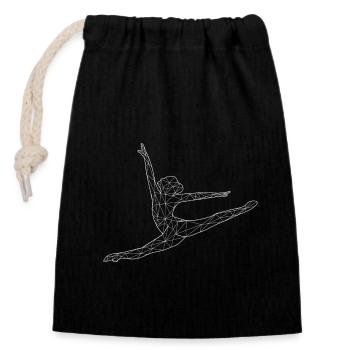 Gymnastique Saut Splits Blanc - Sac cadeau en coton avec cordon (14 x 20 cm) - noir - Devant