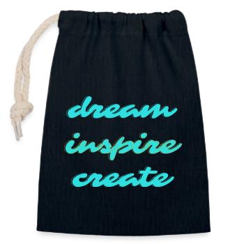 Dream Inspire Create - Verschließbarer Geschenkbeutel aus Baumwolle (14x20cm) - Navy - Vorne