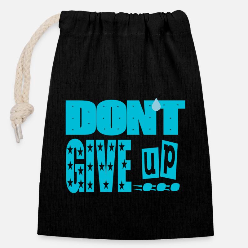 don't give up - Sac cadeau en coton avec cordon (14 x 20 cm) - noir