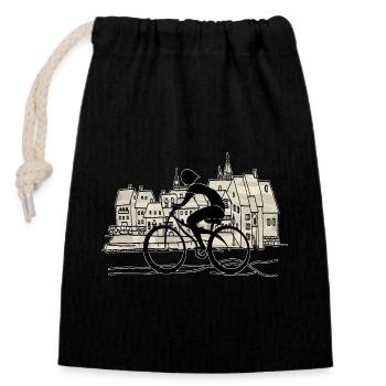 Cyclist - Closable cotton gift bag (14x20cm) - black - Front