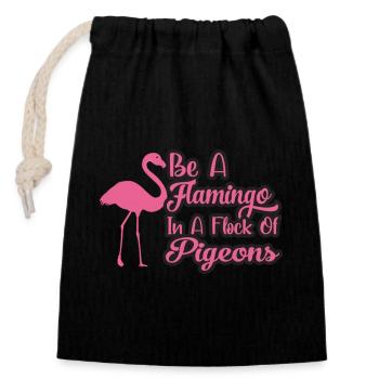 Soyez un flamant rose dans un troupeau de pigeons - Sac cadeau en coton avec cordon (14 x 20 cm) - noir - Devant