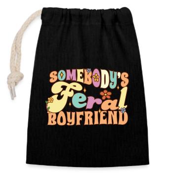 Somebody's Feral Boyfriend Funny Groovy Flowers - Verschließbarer Geschenkbeutel aus Baumwolle (14x20cm) - Schwarz - Vorne