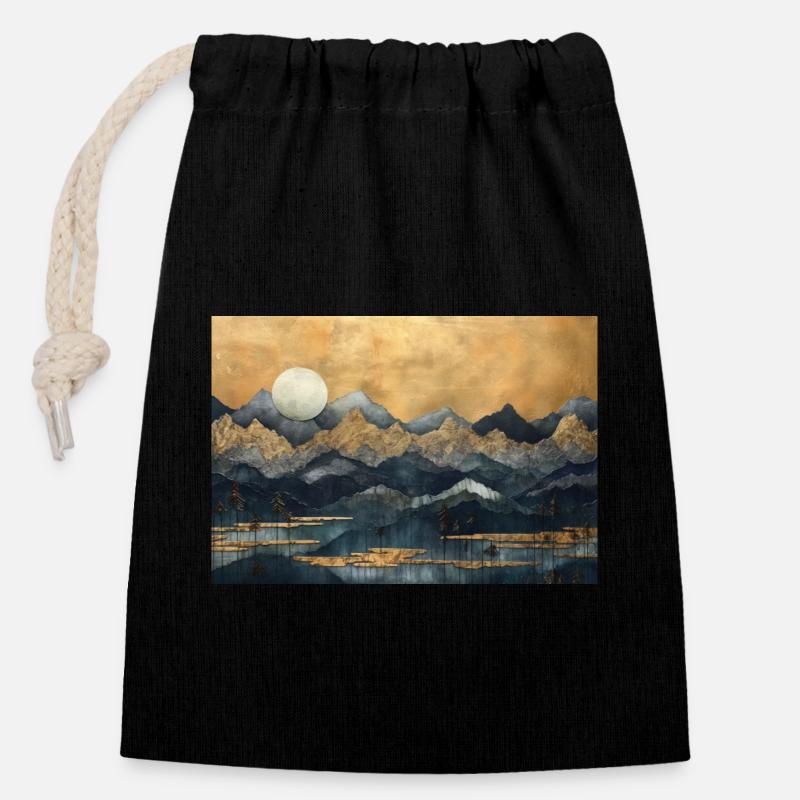 Dante-Landschaft - Verschließbarer Geschenkbeutel aus Baumwolle (14x20cm) - Schwarz
