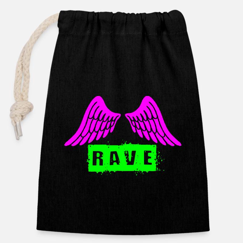 Rave - Sac cadeau en coton avec cordon (14 x 20 cm) - noir