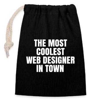 The most coolest web designer in town - Closable cotton gift bag (14x20cm) - black - Front