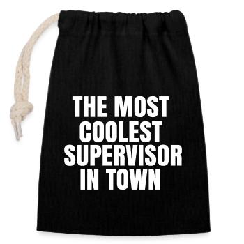 The most coolest supervisor in town - Closable cotton gift bag (14x20cm) - black - Front