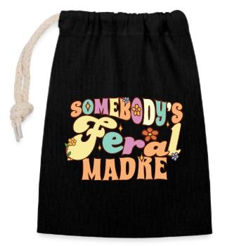 Somebody's Feral Madre Spanish Mom Funny Family - Verschließbarer Geschenkbeutel aus Baumwolle (14x20cm) - Schwarz - Vorne