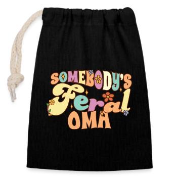 Somebody's Feral Oma German Grandmother Funny - Closable cotton gift bag (14x20cm) - black - Front