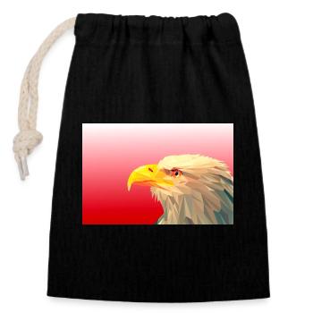 Eagle. - Closable cotton gift bag (14x20cm) - black - Front