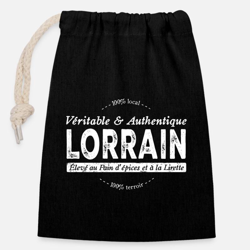 Lorrain de Lorraine - Sac cadeau en coton avec cordon (14 x 20 cm) - noir