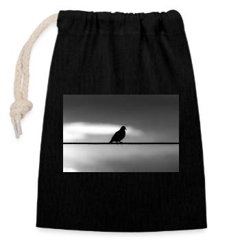 pigeon - Closable cotton gift bag (14x20cm) - black - Front