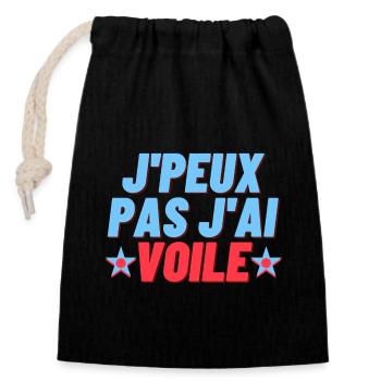 J peux pas j ai voile - Sac cadeau en coton avec cordon (14 x 20 cm) - noir - Devant
