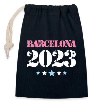 Barcelone 2023 - Sac cadeau en coton avec cordon (14 x 20 cm) - bleu marine - Devant