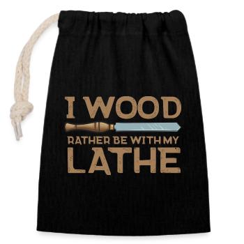 Turning Wood Lathe Lathe - Closable cotton gift bag (14x20cm) - black - Front