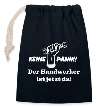 Keine Panik! Der Handwerker ist da! Technik, Azubi - Verschließbarer Geschenkbeutel aus Baumwolle (14x20cm) - Navy - Vorne
