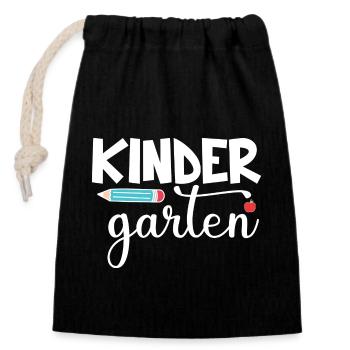 Kindergarten - Verschließbarer Geschenkbeutel aus Baumwolle (14x20cm) - Schwarz - Vorne