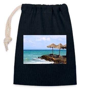 Sommer Sonne Strand Meer Poster - Verschließbarer Geschenkbeutel aus Baumwolle (14x20cm) - Navy - Vorne