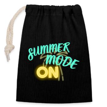 summer mode ON - Closable cotton gift bag (14x20cm) - black - Front