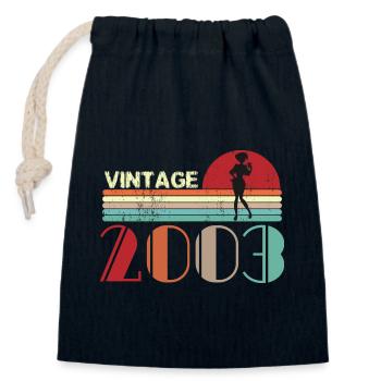 Vintage 2003 Geburtstag Retro Sonnenuntergang Design - Verschließbarer Geschenkbeutel aus Baumwolle (14x20cm) - Navy - Vorne
