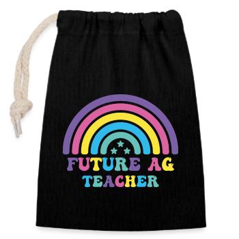 Future ag teacher - Closable cotton gift bag (14x20cm) - black - Front