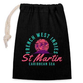 Caraïbes St Martin - Sac cadeau en coton avec cordon (14 x 20 cm) - noir - Devant