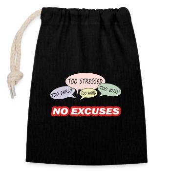 logo quote NO EXCUSES - Sac cadeau en coton avec cordon (14 x 20 cm) - noir - Devant