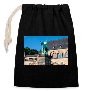 Reiterstandbild Wilhelms I. in der Kaiserpfalz - Verschließbarer Geschenkbeutel aus Baumwolle (14x20cm) - Schwarz - Vorne