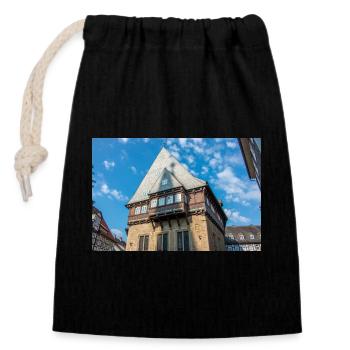 historische Bäckergilde Goslar - Verschließbarer Geschenkbeutel aus Baumwolle (14x20cm) - Schwarz - Vorne