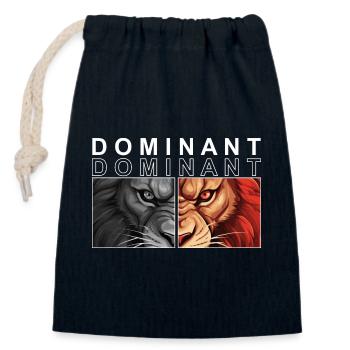 DOMINANT - Lion - Sac cadeau en coton avec cordon (14 x 20 cm) - bleu marine - Devant