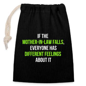 Mother-in-law Saying English - Closable cotton gift bag (14x20cm) - black - Front