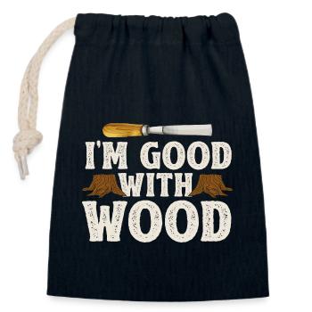 Woodworking carving carpenter - Closable cotton gift bag (14x20cm) - navy - Front