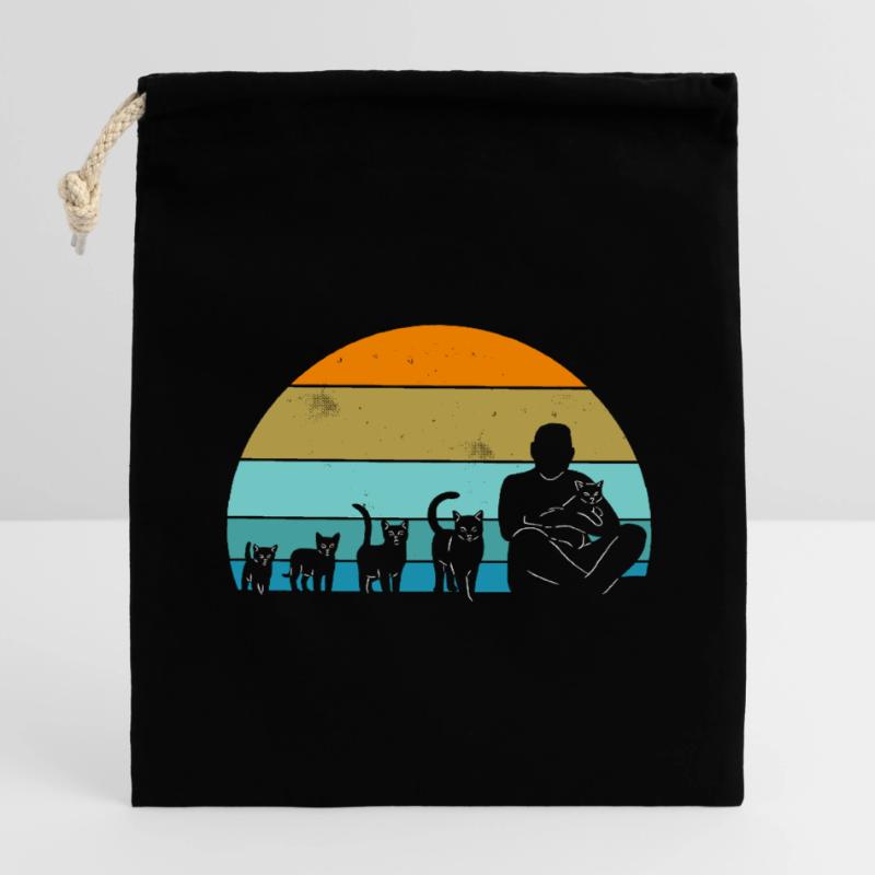 Évolution du chat Sac cadeau en coton avec cordon (14 x 20 cm)