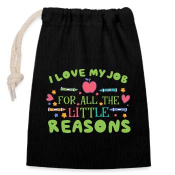 Professeur Montessori - Sac cadeau en coton avec cordon (14 x 20 cm) - noir - Devant