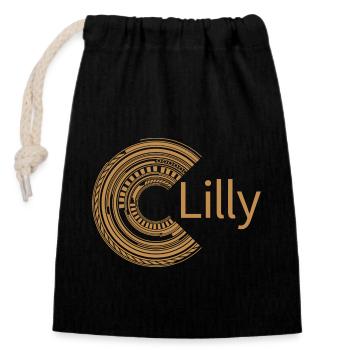 For Lilly - Closable cotton gift bag (14x20cm) - black - Front
