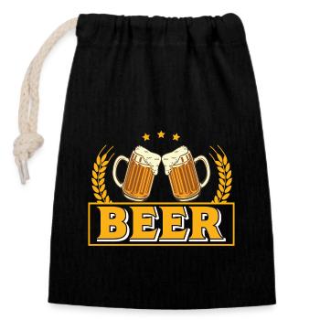 Beer Bier Bierliebhaber Biertrinker - Verschließbarer Geschenkbeutel aus Baumwolle (14x20cm) - Schwarz - Vorne