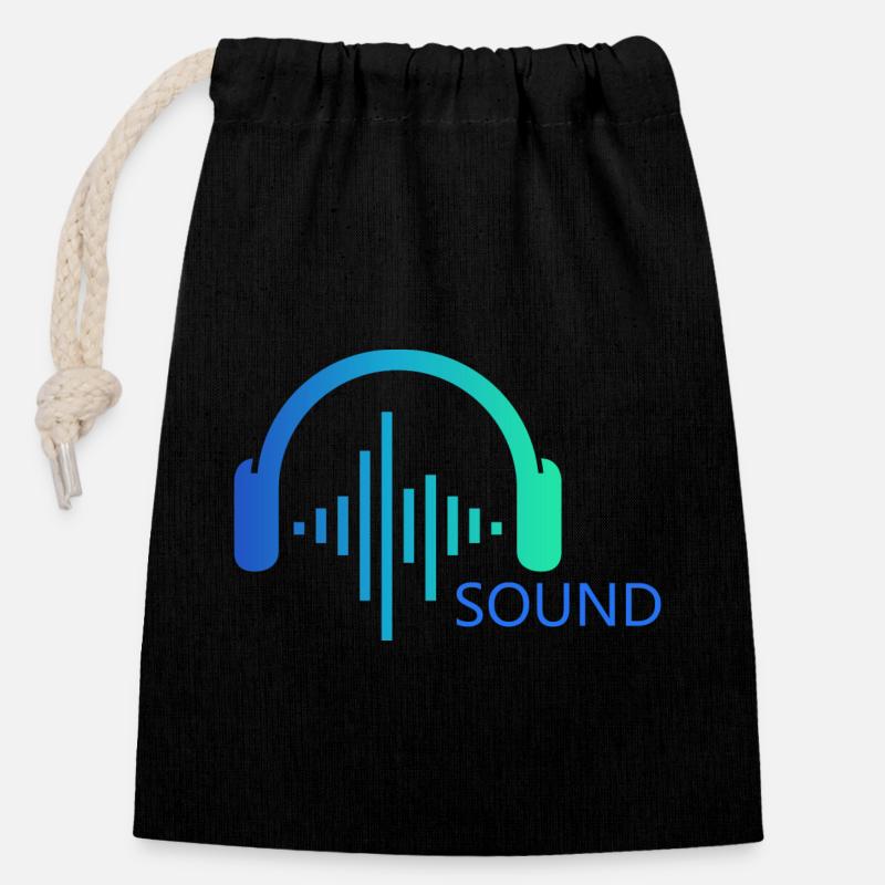MUSIC SOUND - Closable cotton gift bag (14x20cm) - black