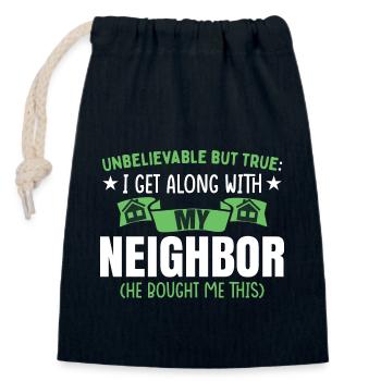 Funny Neighbor Gift Neighborhood - Closable cotton gift bag (14x20cm) - navy - Front