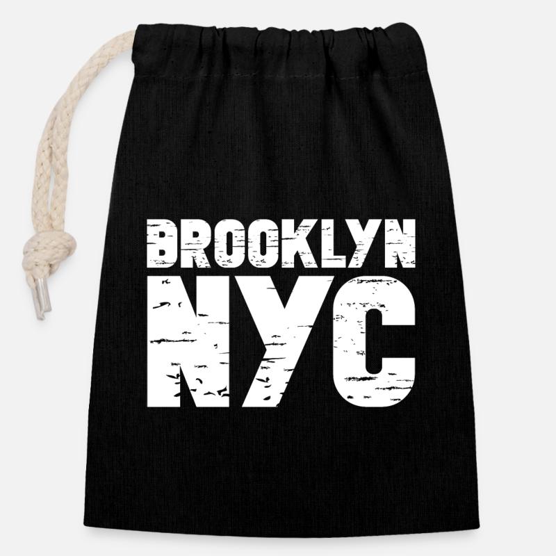 Brooklyn - Closable cotton gift bag (14x20cm) - black