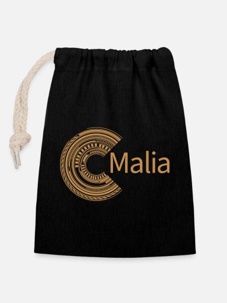 Pour Malia - Sac cadeau en coton avec cordon (14 x 20 cm) - noir