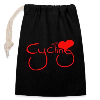 Radfahrer Radfahren BMX Fahrrad Sport Mountainbiken Hobby - Verschließbarer Geschenkbeutel aus Baumwolle (14x20cm) - Schwarz - Vorne