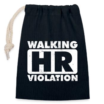 Walking HR Violation Funny Adult Humor Co-Worker - Closable cotton gift bag (14x20cm) - navy - Front
