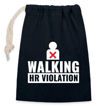 Funny Coworker Bosss Joke Walking HR Violation - Closable cotton gift bag (14x20cm) - navy - Front
